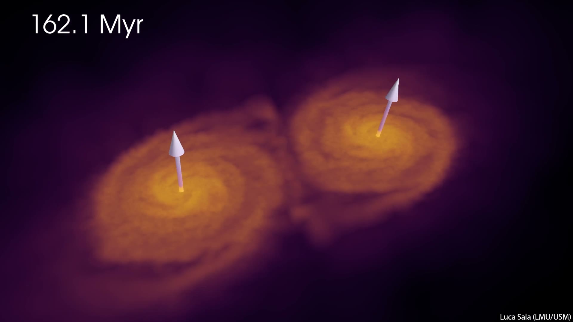 3D rendering of a black hole merger simulation